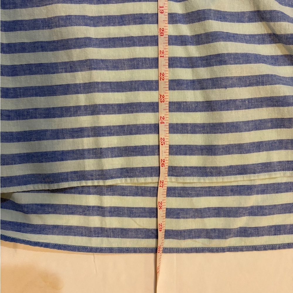 Vineyard Vines Blue and White High Low Linen/Cotton Pullover - Picture 5 of 7